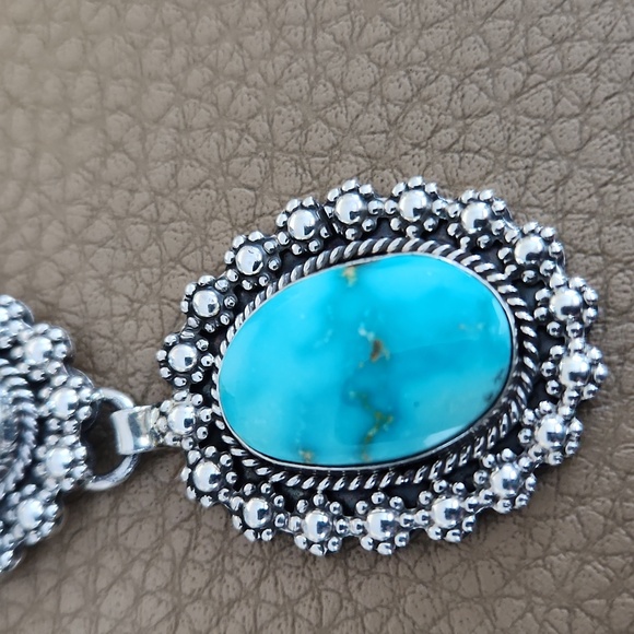 Incredible Native American Navajo 2 Stone Blue Ridge Turquoise Pendant 🩵🎁💙 - Picture 11 of 13